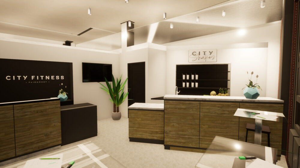 Reception desk of City Fitness - Fairmount
