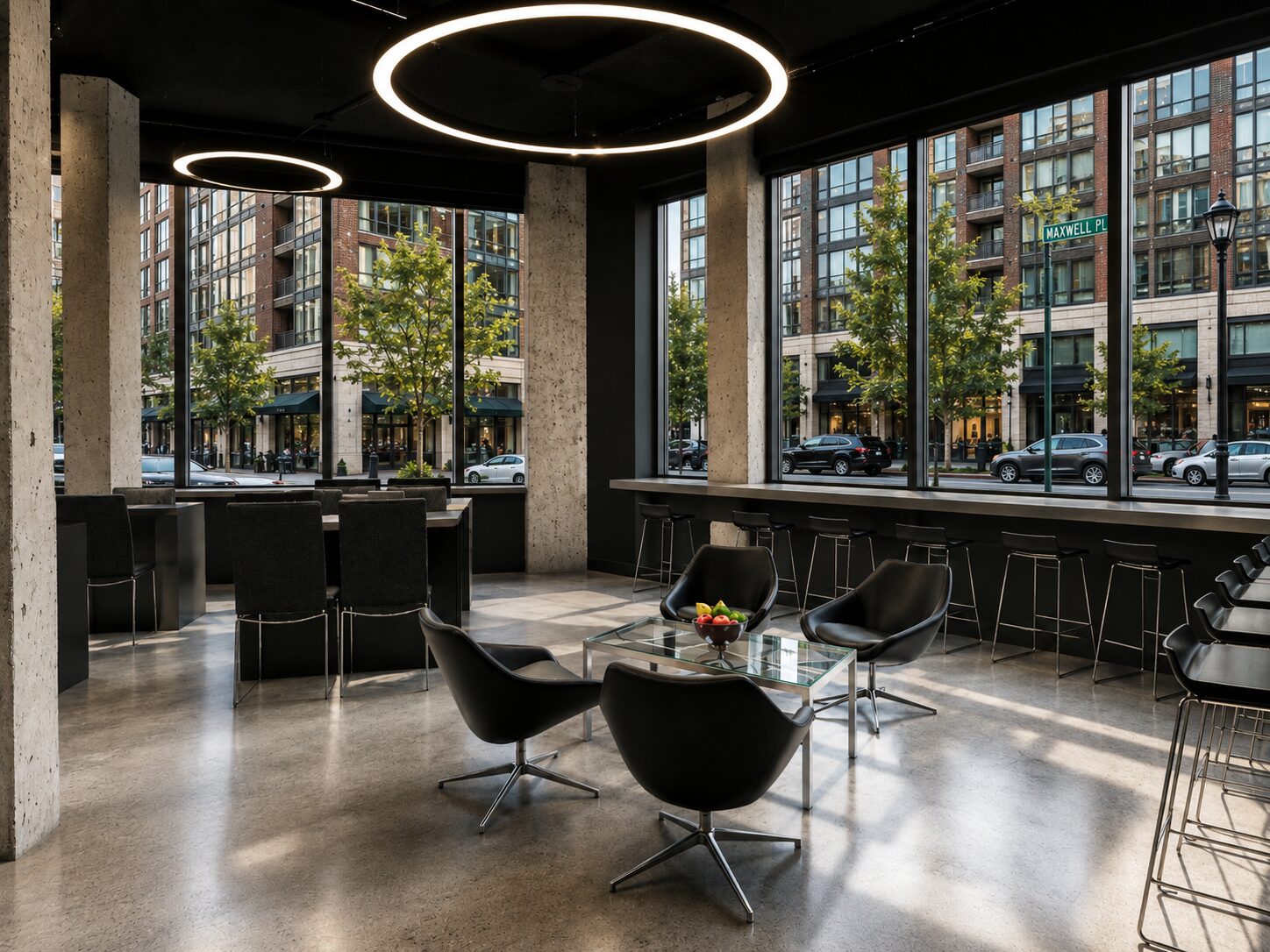 Community lounge rendering - City Fitness Hoboken Maxwell Place