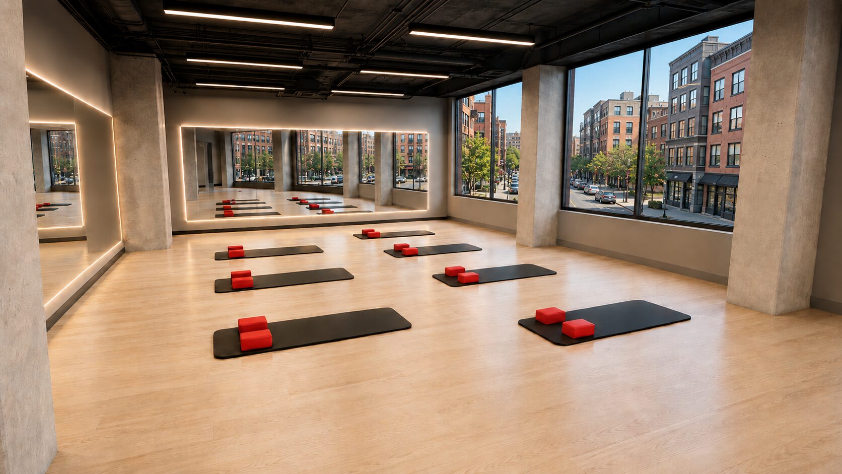 Focus yoga studio rendering - City Fitness Hoboken Maxwell Place