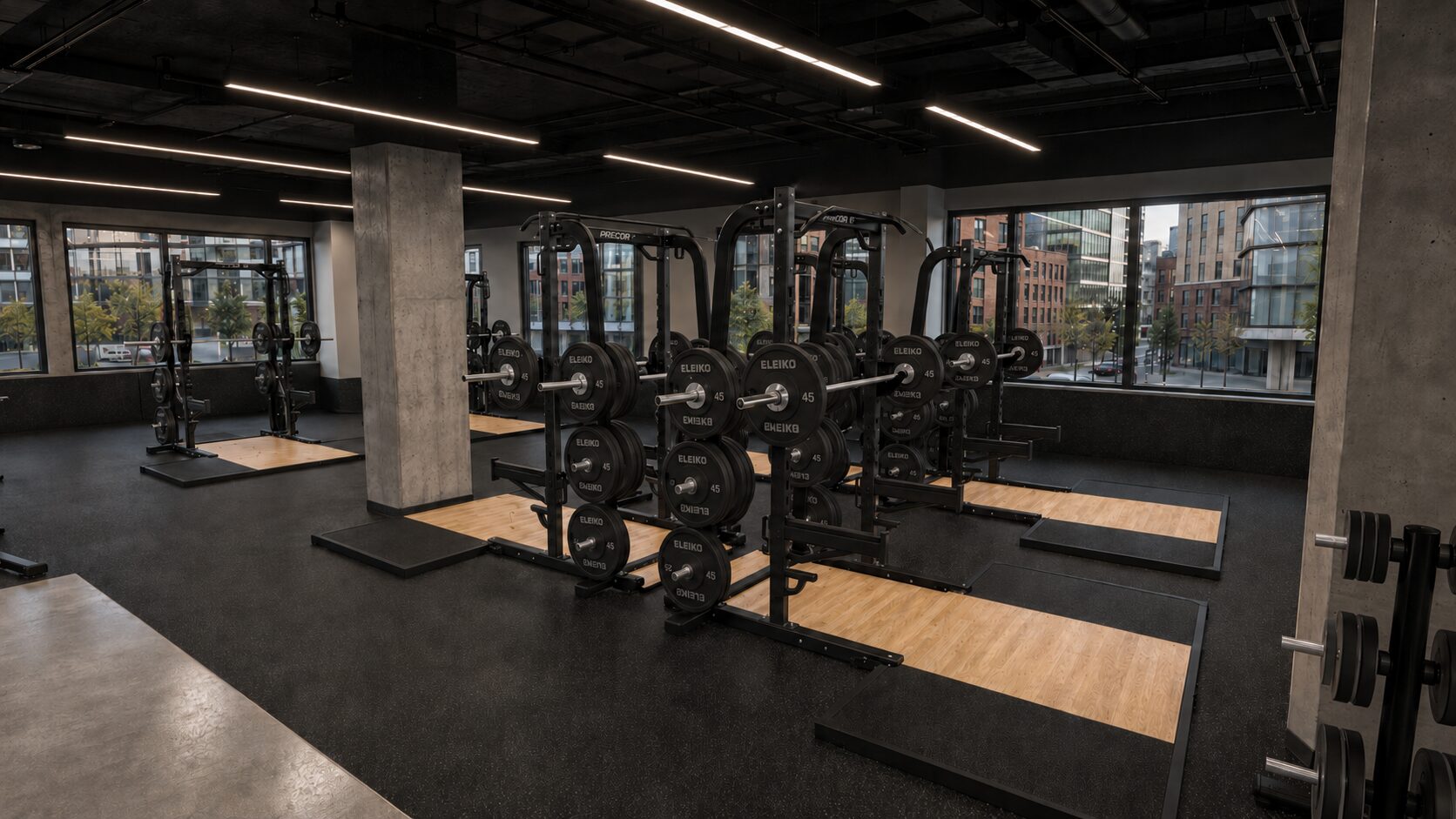Maxwell Place squat rack area rendering - City Fitness Hoboken