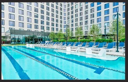 The outdoor heated lap pool at City Fitness Northern Liberties