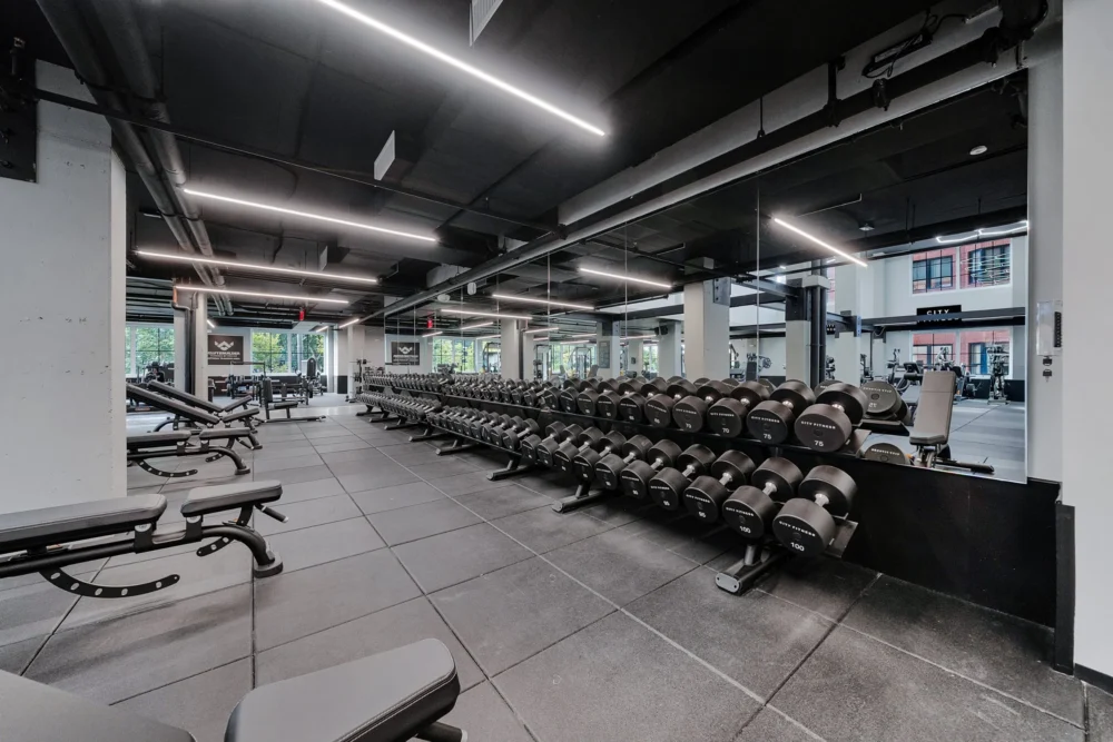 Maxwell Place dumbbell and free-weight area - City Fitness Hoboken